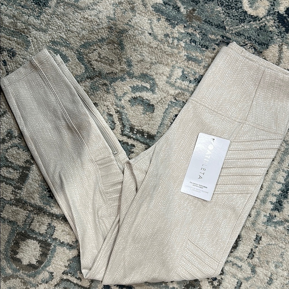 Athleta Cream Textured Leggings